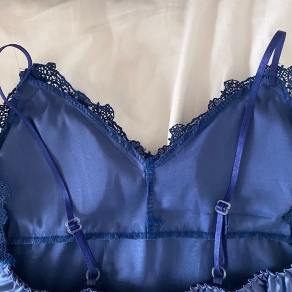 Blue Satin Night Dress - Picture 3 of 5